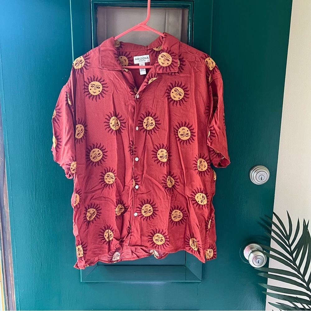 ALOHAS Red Sun Pattern Casual Shirt